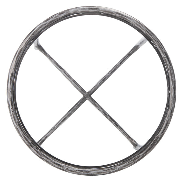 Jessa Forged Metal Round End Table Silver Forged Metal / Tempered Glass SFV9505B