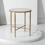 Jessa Forged Metal Round End Table Brass / White Forged Metal / White Marble SFV9505C