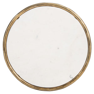 Jessa Forged Metal Round End Table Brass / White Forged Metal / White Marble SFV9505C