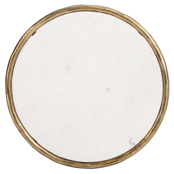 Jessa Forged Metal Round End Table Brass / White Forged Metal / White Marble SFV9505C