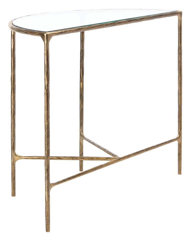 Jessa Forged Metal Console Table Brass Forged Metal / Tempered Glass SFV9506A