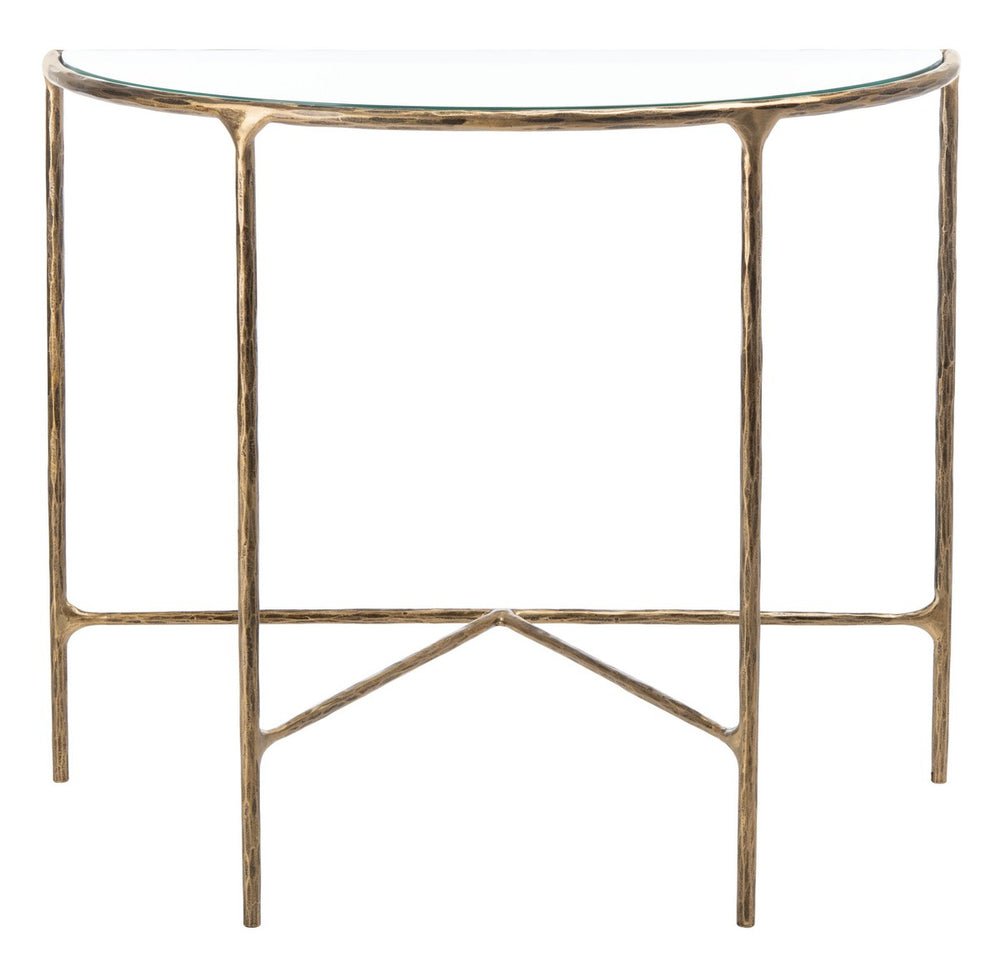 Jessa Forged Metal Console Table Brass Forged Metal / Tempered Glass SFV9506A