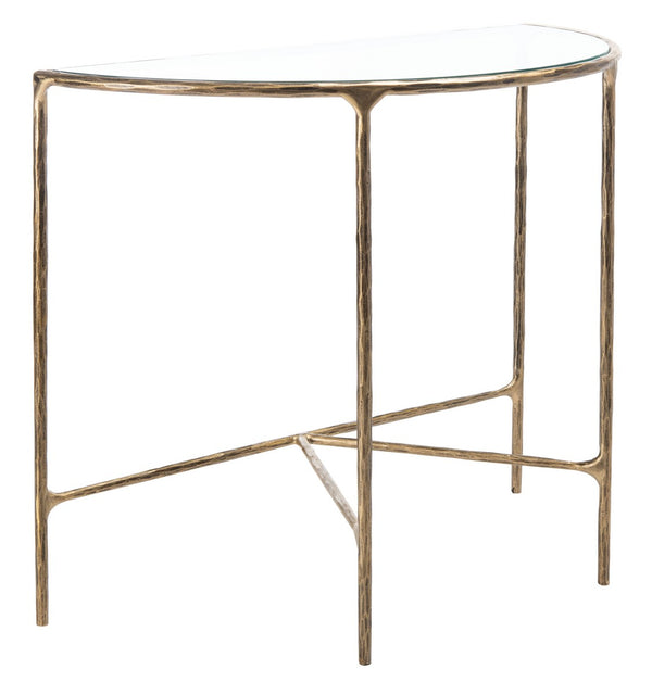 Jessa Forged Metal Console Table Brass Forged Metal / Tempered Glass SFV9506A