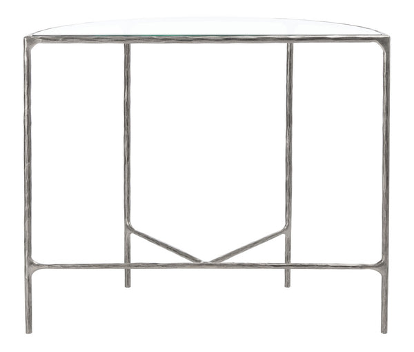 Jessa Forged Metal Console Table Silver Forged Metal / Tempered Glass SFV9506B