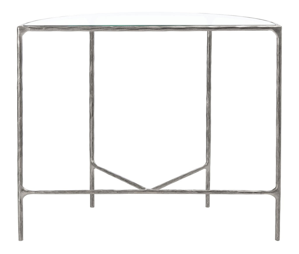 Jessa Forged Metal Console Table Silver Forged Metal / Tempered Glass SFV9506B