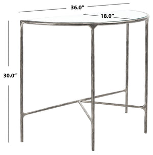 Jessa Forged Metal Console Table Silver Forged Metal / Tempered Glass SFV9506B