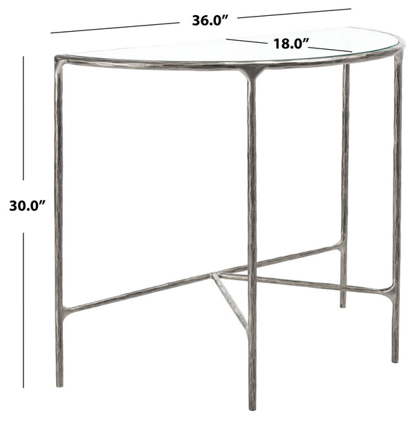 Jessa Forged Metal Console Table Silver Forged Metal / Tempered Glass SFV9506B