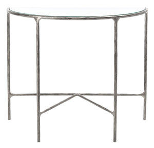 Jessa Forged Metal Console Table Silver Forged Metal / Tempered Glass SFV9506B