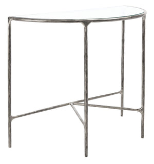 Jessa Forged Metal Console Table Silver Forged Metal / Tempered Glass SFV9506B