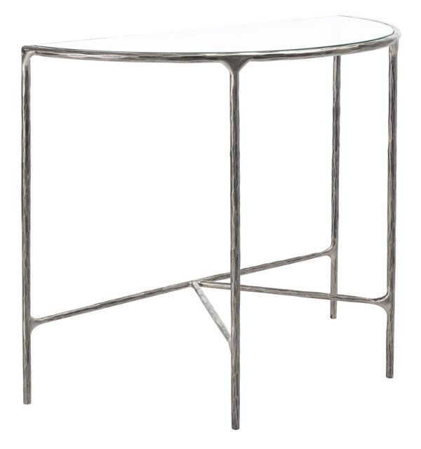 Jessa Forged Metal Console Table Silver Forged Metal / Tempered Glass SFV9506B
