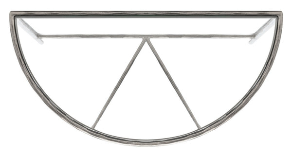 Jessa Forged Metal Console Table Silver Forged Metal / Tempered Glass SFV9506B