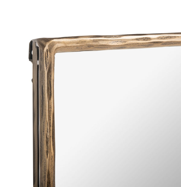 Yvette Square Metal Mirror - Elegant Brass Frame for Stylish Décor, 32" x 32", No Assembly Needed