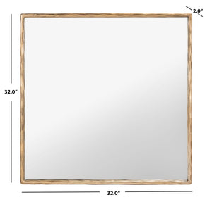 Yvette Square Metal Mirror - Elegant Brass Frame for Stylish Décor, 32" x 32", No Assembly Needed