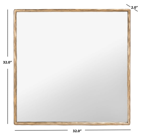 Yvette Square Metal Mirror - Elegant Brass Frame for Stylish Décor, 32" x 32", No Assembly Needed