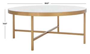 Caralyn Round Marble Coffee Table - Chic Gold Finish & White Marble for Glamorous Living Rooms
