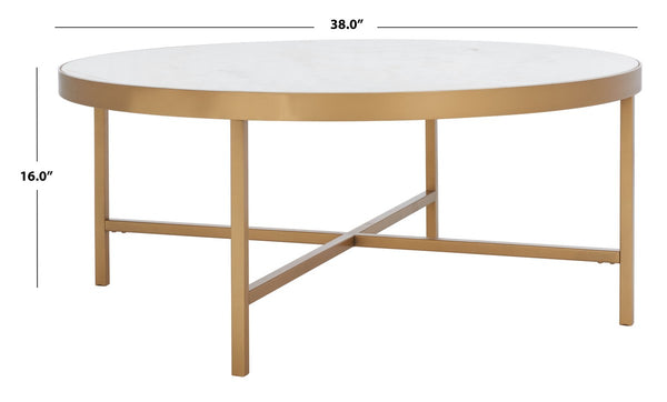 Caralyn Round Marble Coffee Table - Chic Gold Finish & White Marble for Glamorous Living Rooms