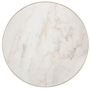 Caralyn Round Marble Coffee Table - Chic Gold Finish & White Marble for Glamorous Living Rooms