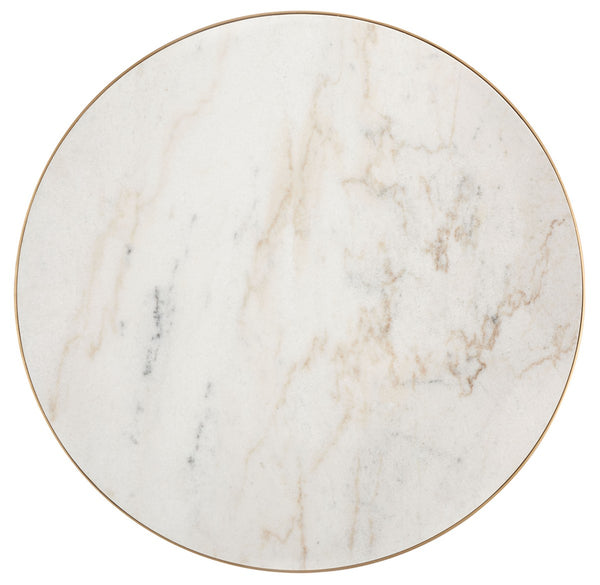 Caralyn Round Marble Coffee Table - Chic Gold Finish & White Marble for Glamorous Living Rooms
