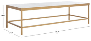Caralyn Rectangle Marble Coffee Table - Glamorous Gold & White Design for Modern Living Rooms