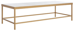 Caralyn Rectangle Marble Coffee Table - Glamorous Gold & White Design for Modern Living Rooms