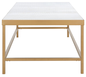 Caralyn Rectangle Marble Coffee Table - Glamorous Gold & White Design for Modern Living Rooms