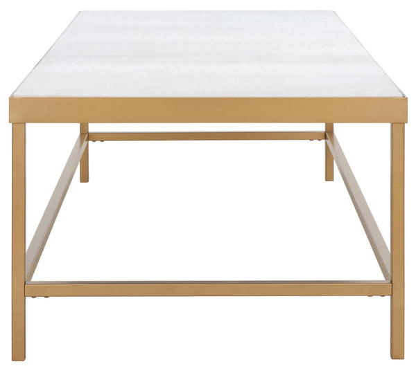 Caralyn Rectangle Marble Coffee Table - Glamorous Gold & White Design for Modern Living Rooms