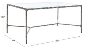 Safavieh Jessa Metal Coffee Table Silver Metal / Tempered Glass SFV9520B
