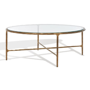 Safavieh Jessa Oval Metal Coffee Table Brass Metal / Tempered Glass SFV9521A