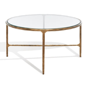 Safavieh Jessa Oval Metal Coffee Table Brass Metal / Tempered Glass SFV9521A