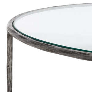 Safavieh Jessa Oval Metal Coffee Table Silver Metal / Tempered Glass SFV9521B
