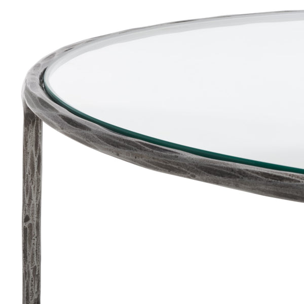 Safavieh Jessa Oval Metal Coffee Table Silver Metal / Tempered Glass SFV9521B