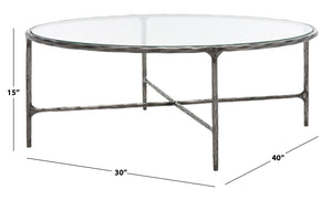 Safavieh Jessa Oval Metal Coffee Table Silver Metal / Tempered Glass SFV9521B