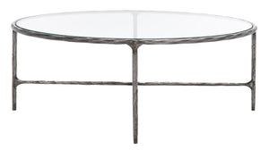 Safavieh Jessa Oval Metal Coffee Table Silver Metal / Tempered Glass SFV9521B