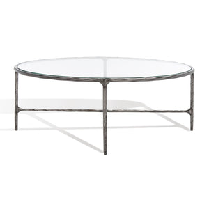 Safavieh Jessa Oval Metal Coffee Table Silver Metal / Tempered Glass SFV9521B