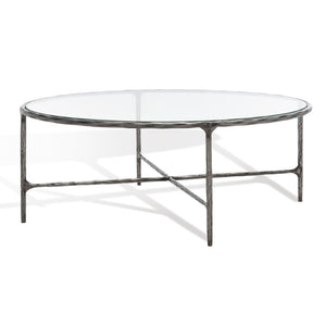 Safavieh Jessa Oval Metal Coffee Table Silver Metal / Tempered Glass SFV9521B