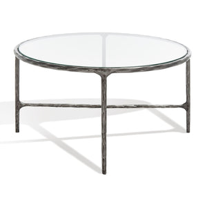 Safavieh Jessa Oval Metal Coffee Table Silver Metal / Tempered Glass SFV9521B