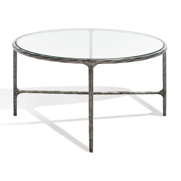 Safavieh Jessa Oval Metal Coffee Table Silver Metal / Tempered Glass SFV9521B