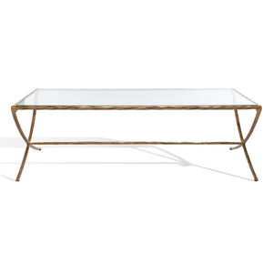 Safavieh Debbie Rectangle Metal Coffee Table Brass Metal / Tempered Glass SFV9522A