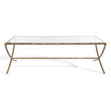 Safavieh Debbie Rectangle Metal Coffee Table Brass Metal / Tempered Glass SFV9522A