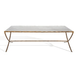 Safavieh Debbie Rectangle Metal Coffee Table Brass / White Metal / White Marble / Mdf SFV9522C