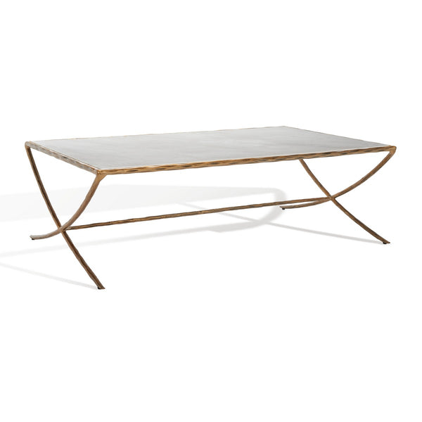 Safavieh Debbie Rectangle Metal Coffee Table Brass / White Metal / White Marble / Mdf SFV9522C