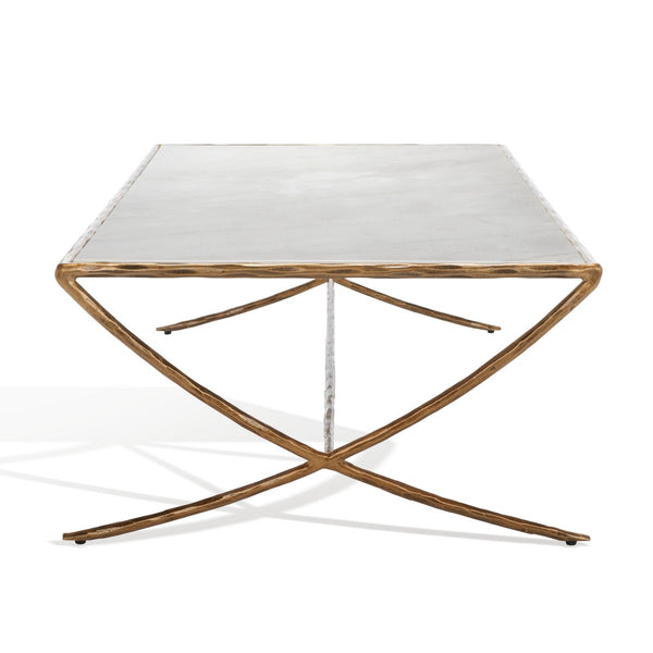 Safavieh Debbie Rectangle Metal Coffee Table Brass / White Metal / White Marble / Mdf SFV9522C