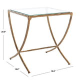 Safavieh Debbie Square Metal Accent Table Brass Metal / Tempered Glass SFV9523A
