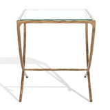 Safavieh Debbie Square Metal Accent Table Brass Metal / Tempered Glass SFV9523A