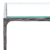 Safavieh Debbie Square Metal Accent Table Silver Metal / Tempered Glass SFV9523B
