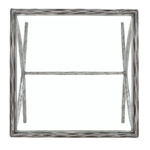 Safavieh Debbie Square Metal Accent Table Silver Metal / Tempered Glass SFV9523B