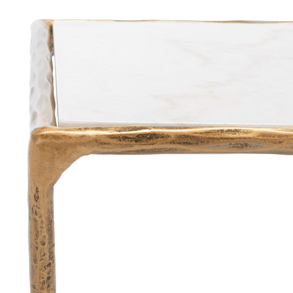 Safavieh Debbie Square Metal Accent Table Brass / White Metal / White Marble / Mdf SFV9523C