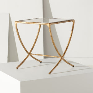 Safavieh Debbie Square Metal Accent Table Brass / White Metal / White Marble / Mdf SFV9523C