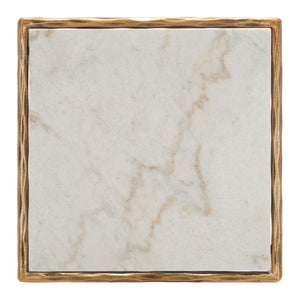 Safavieh Debbie Square Metal Accent Table Brass / White Metal / White Marble / Mdf SFV9523C