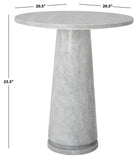 Safavieh Valentia Tall Round Marble Accent Table Light Grey Marble / Mdf  SFV9703A-2BX